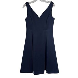 DKNY Sz 8 Navy Dress Sweetheart Neckline Fit & Flare Scuba Party Formal Cocktail